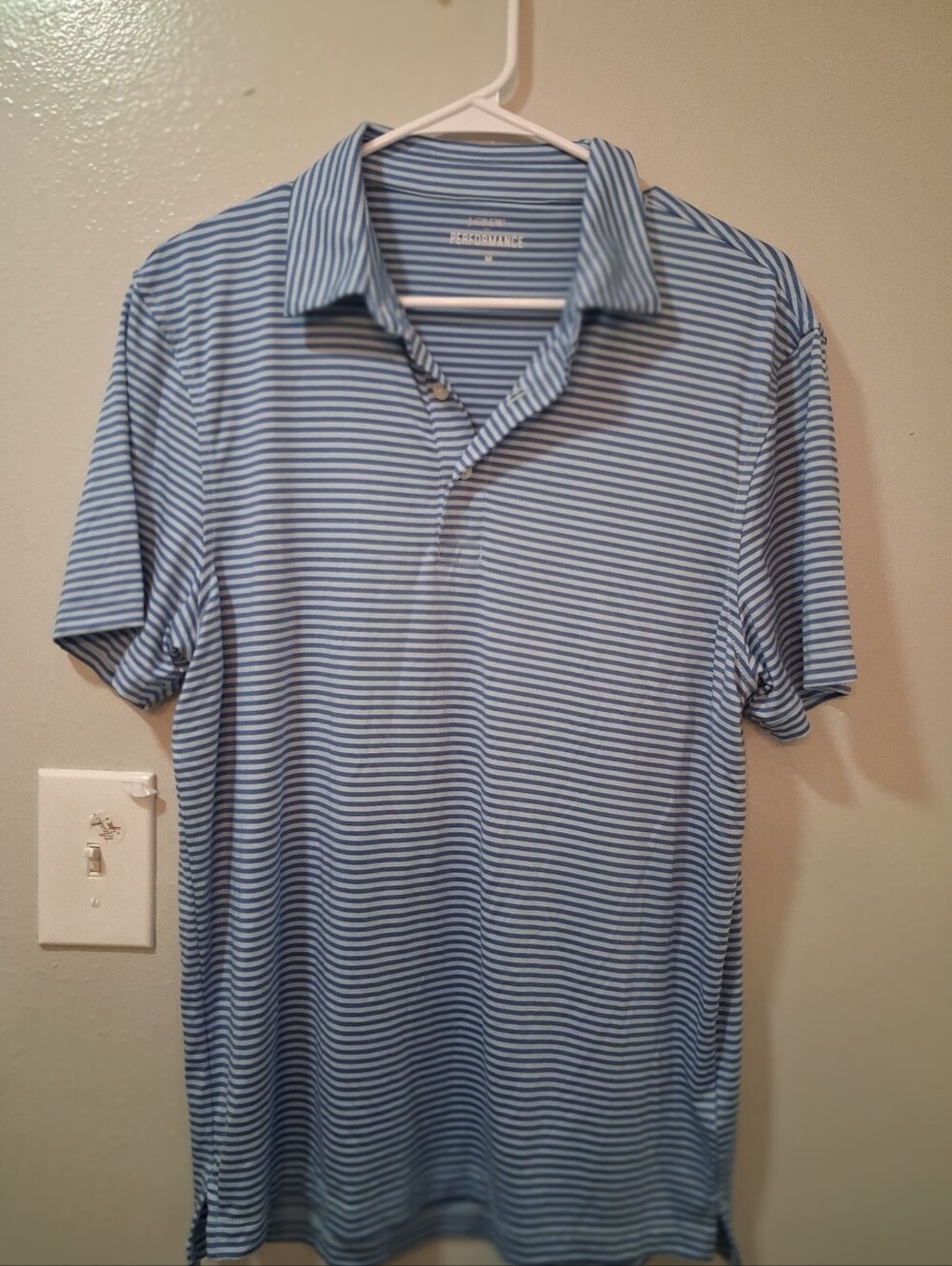 Reformation. J CREW.  Men's Blue and White Striped Polo